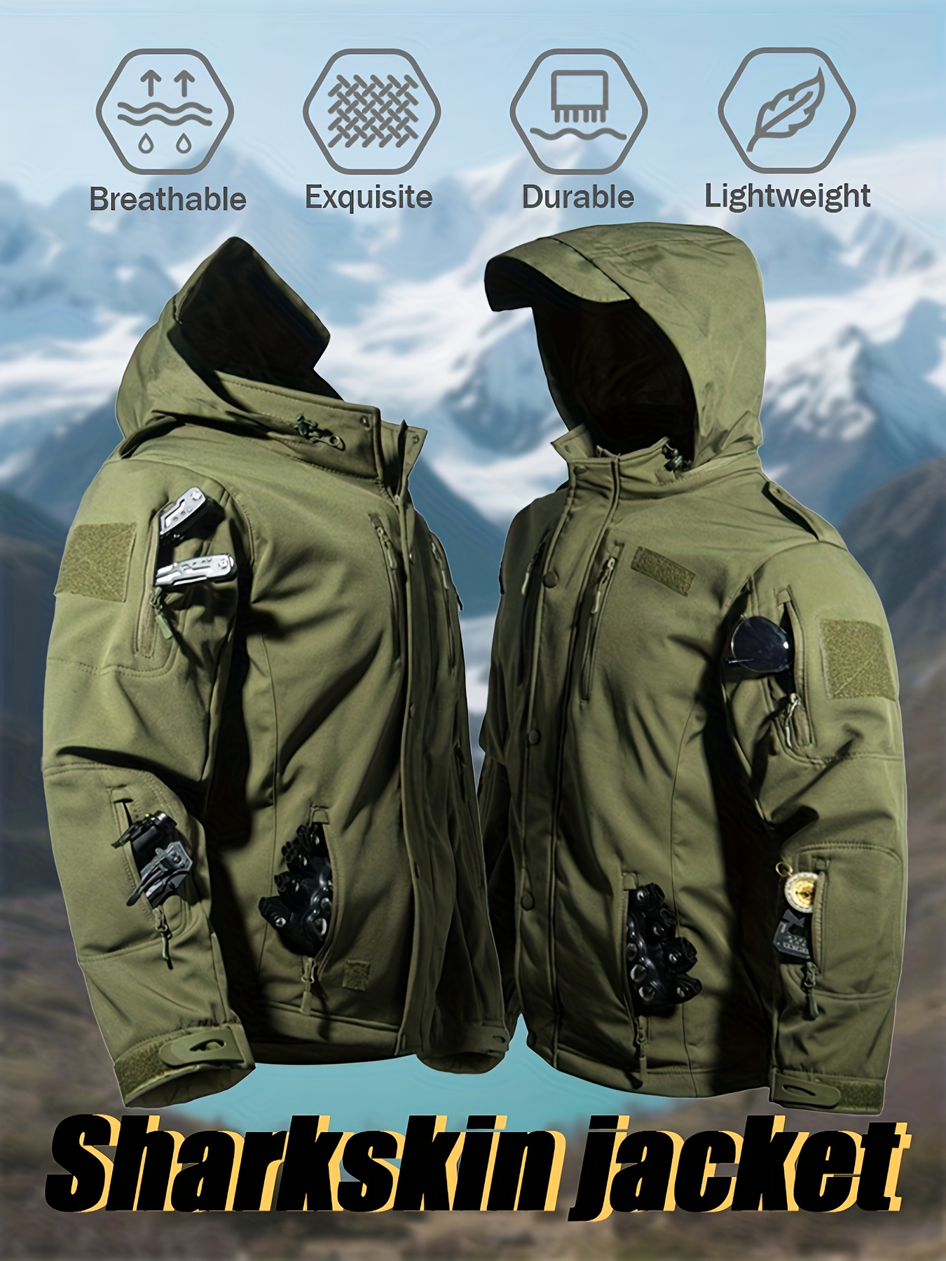   heavy duty parka insulated and lined jacket for cold weather abrasion resistant softshell jacket for autumn and winter multifunctional   adjustable cuffs suitable for fishing and hiking