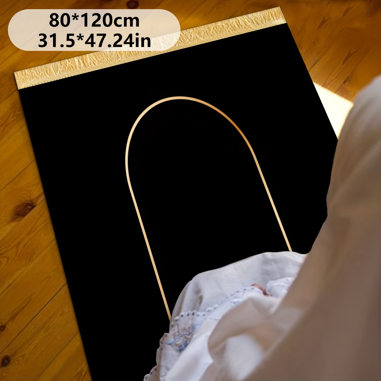 TEMU 1pc Zulida Extra Large Mat - Heavy-duty 800gsm Non-slip Mat With Tassels, Golden-tipped Edges, -skid Backing - Machine Washable Mat For Home, ,