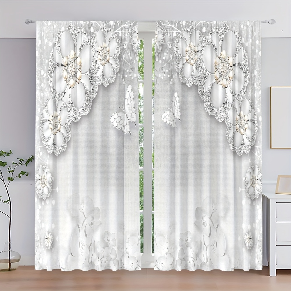 TEMU 2pcs, Abstract Curtains, Elegant , Enhance , Suitable For Living Room Dining Room Study To Increase Atmosphere