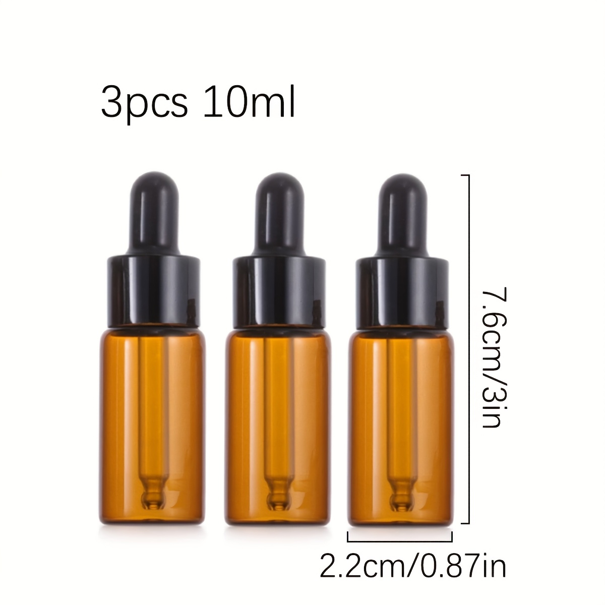 E-shop 3er-Set Amberfarbene Glasflaschen mit Tropfer/ Schwarze Flaschenverschlüsse, 5 ml 10 ml 0,34 oz 0,5 oz Schutz Amber Flasche Geeignet für ,