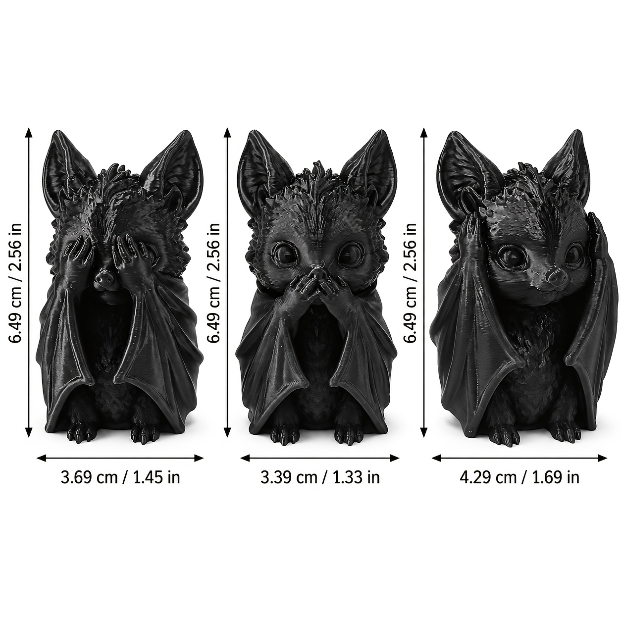 TEMU 3pcs Bat Ornament Set, Dark Gothic Style Desktop Decoration, Plastic Material Art Ornaments, Desktop Sculpture Decor, Home Office Bookshelf