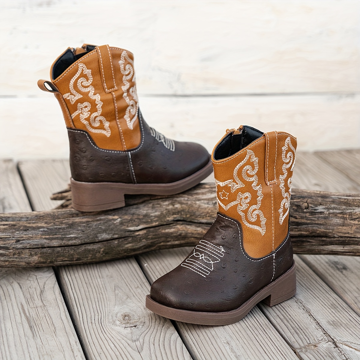 girls' retro western cowboy boots embroidered floral Temu Mauritius