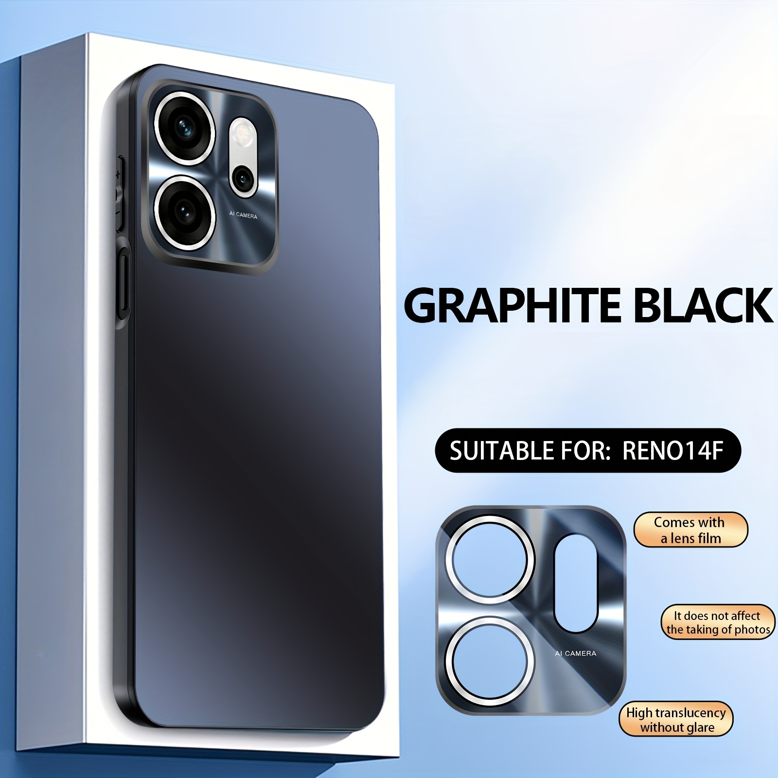 TEMU Phone Case - A Basic Solid Color Phone Cover Designed For The For Oppo Reno14f, Offering Complete Protection Including Film, Featuring A