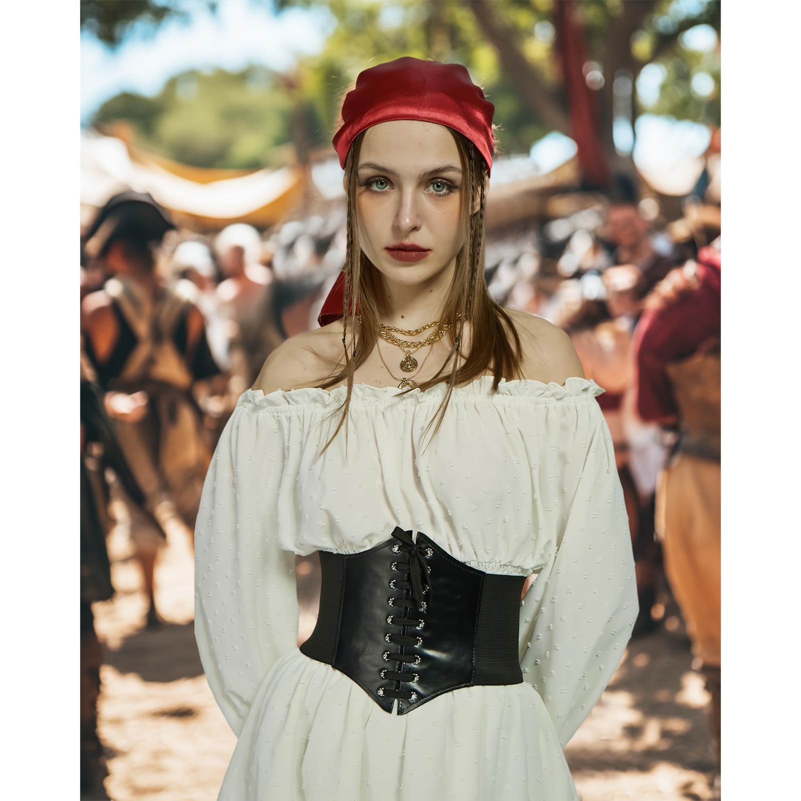 3pcs pirate costume accessories women pirate hat head scarf Temu - Main Image