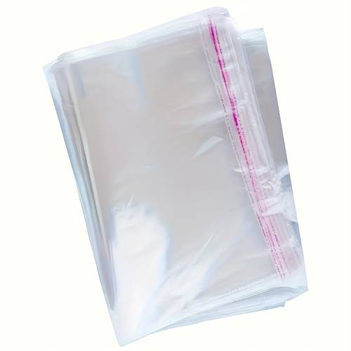 100 pack transparent reusable opp bags durable easy to tear and seal plastic bags suitable for clothing gifts and artwork packaging featuring anti allergy fade resistant and stain proof features ideal for decorative collectibles industrial and scientific use