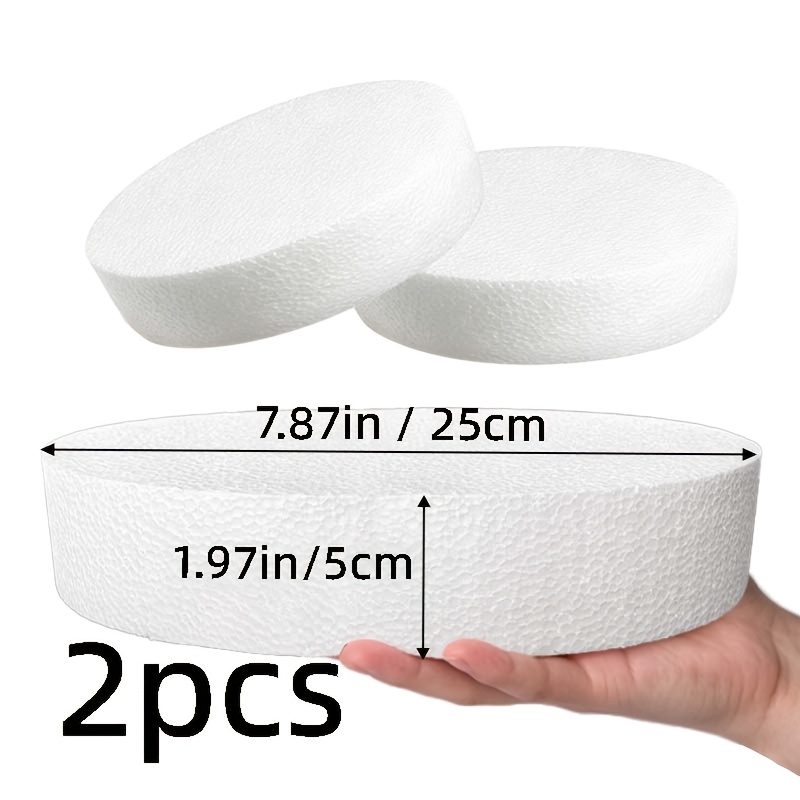 TEMU 2pcs Foam Disc Set, Styrofoam Discs And Cylinders, Cake-shaped Foam, Hand-painted Diy Foam Discs, Foam Discs For And Flower Arrangements, Foam