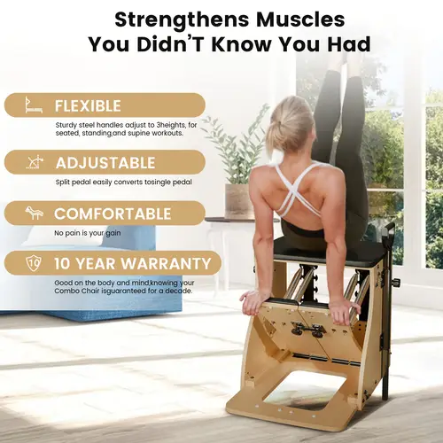 flexible 10 year pilates reformer chair with split pedal stability handles adjustable design for home gym fitness