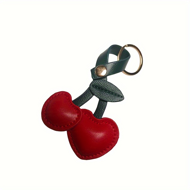 A Creative Red Faux Leather Cherry-shaped Heart Keychain, A Decorative Accessory For Car Keys, Suitable For Men's And Women's Bags, Perfect For Valentine's Day And Mother's Day Gifts