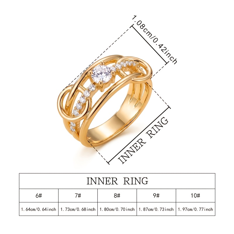 Women's Light Luxury Double Interlocking Ring, Copper Design