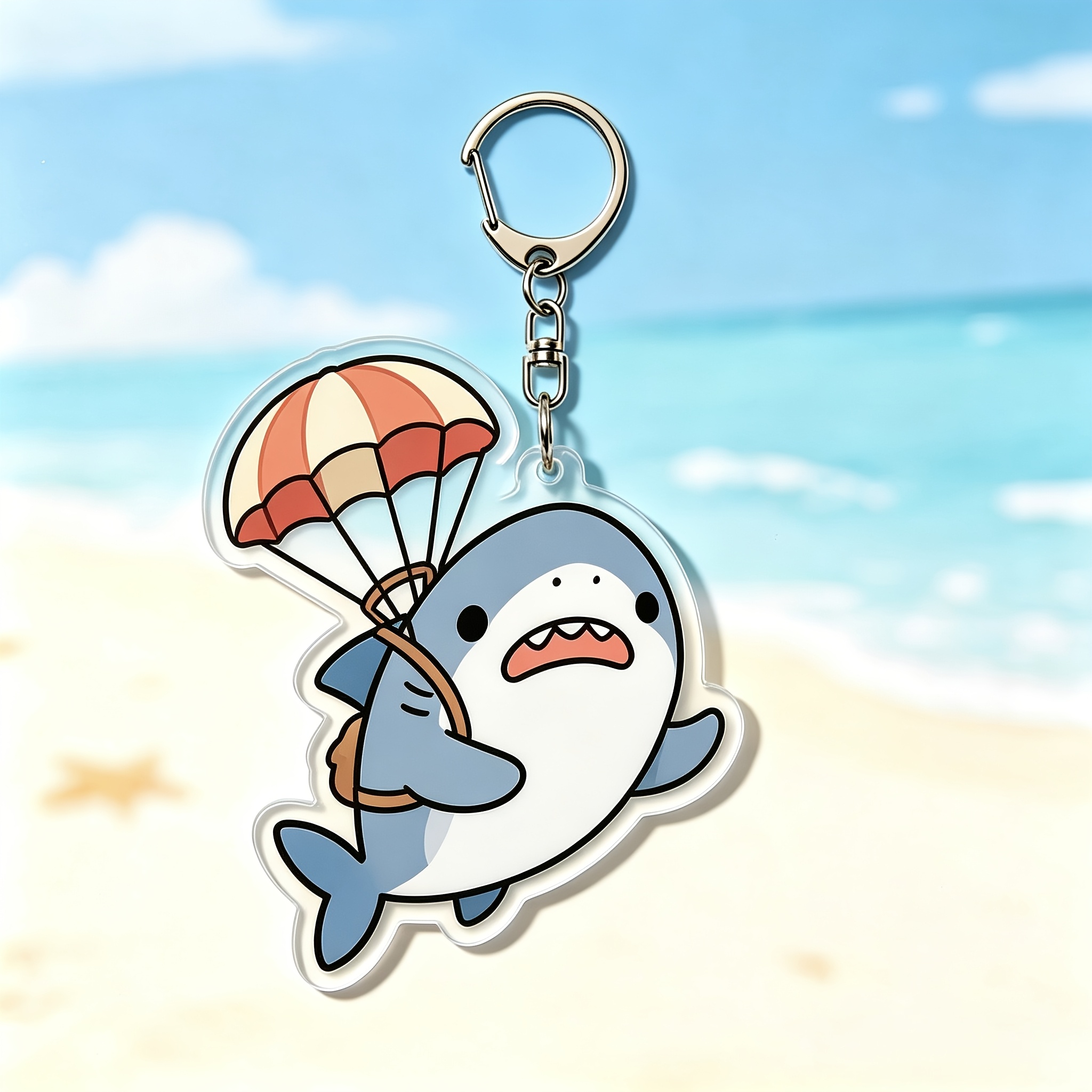 4pcs Funny Little Shark Pattern Acrylic Keychains
