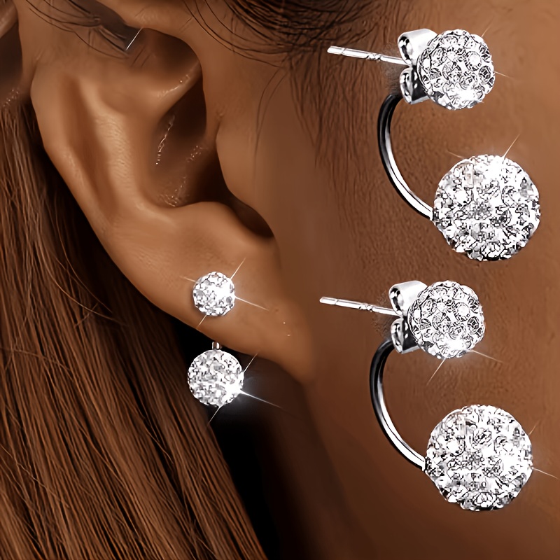 TEMU 2pcs, Sequined Earrings - Women's Fashion, Hanging Half-pack Design, Low Allergy, Suitable For Parties And Banquets, Daily Earrings | Sparkling