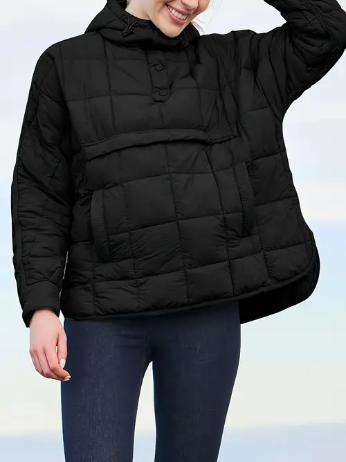 여성용 오버사이즈 재킷, 팩 가능한 퀼트드 풀오버, 재킷, 후디, 경량 패딩 코트.