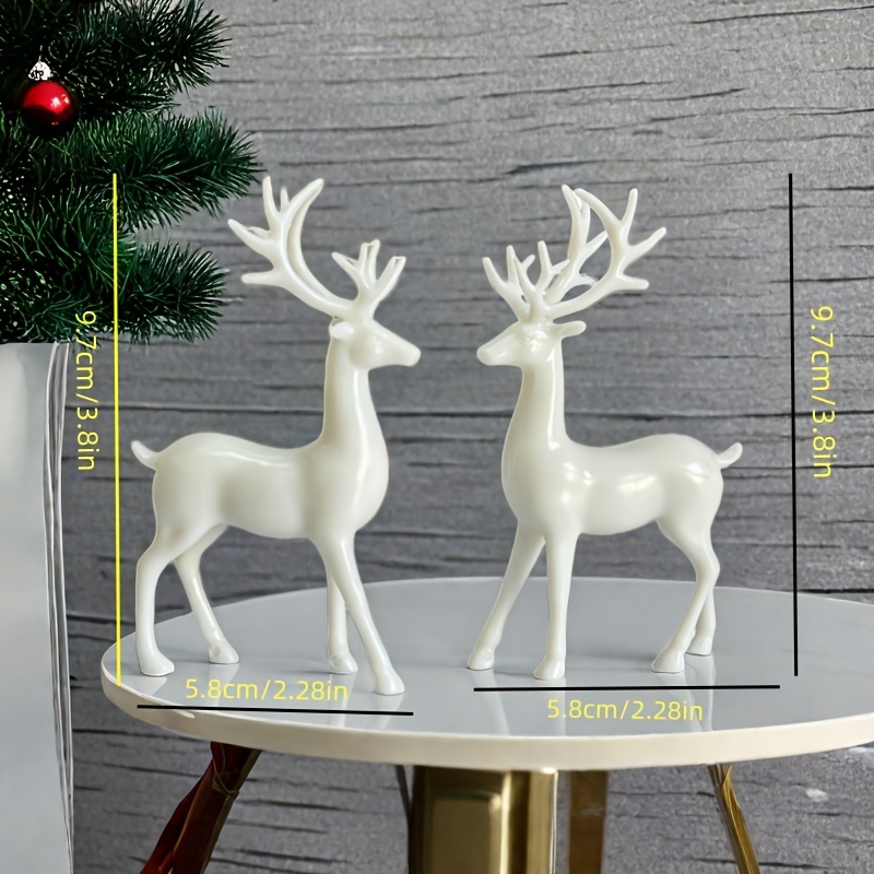 TEMU 2pcs Set Of Classic & Elk Statues - Christmas, New Year's & Holiday Decor , For Living Room, Bedroom, Kitchen & More