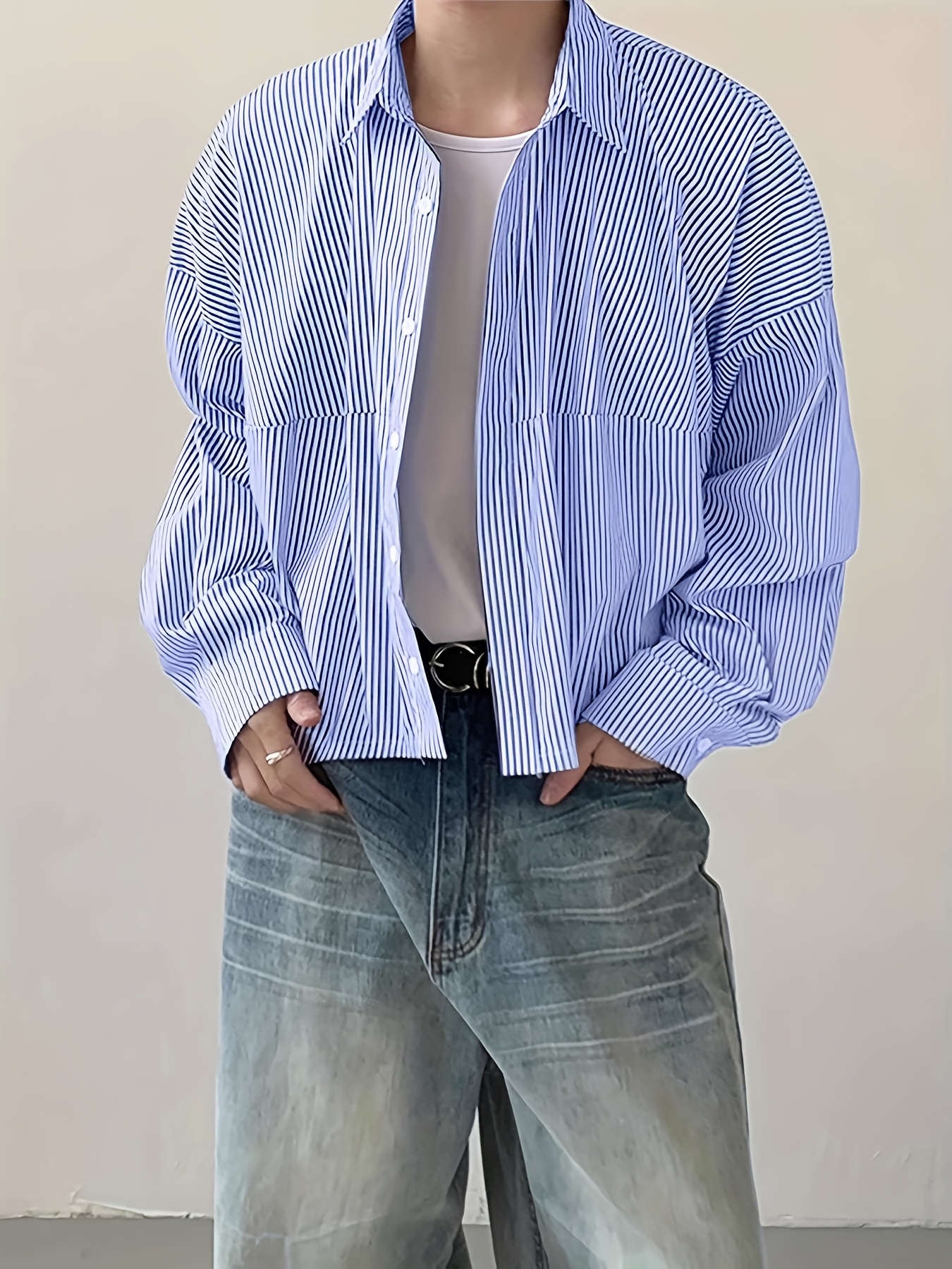 mens loose   street style cropped shirt