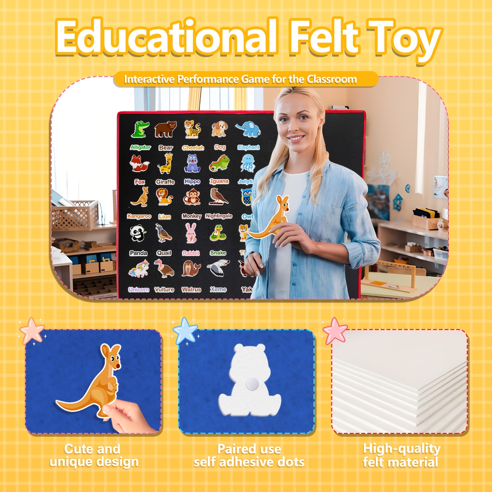 52pcs Animal Felt Teaching Aids for Interactive Learning