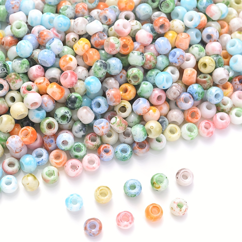 Image of 200pcs Handmade Marbled Glass Rice Beads 4mm - Assorted Pastel & Vibrant Beads For Making, Bracelets, Earrings, Pendants, Necklace Crafting, Beads For Crafts, Bracelets, Smooth Bead Surface