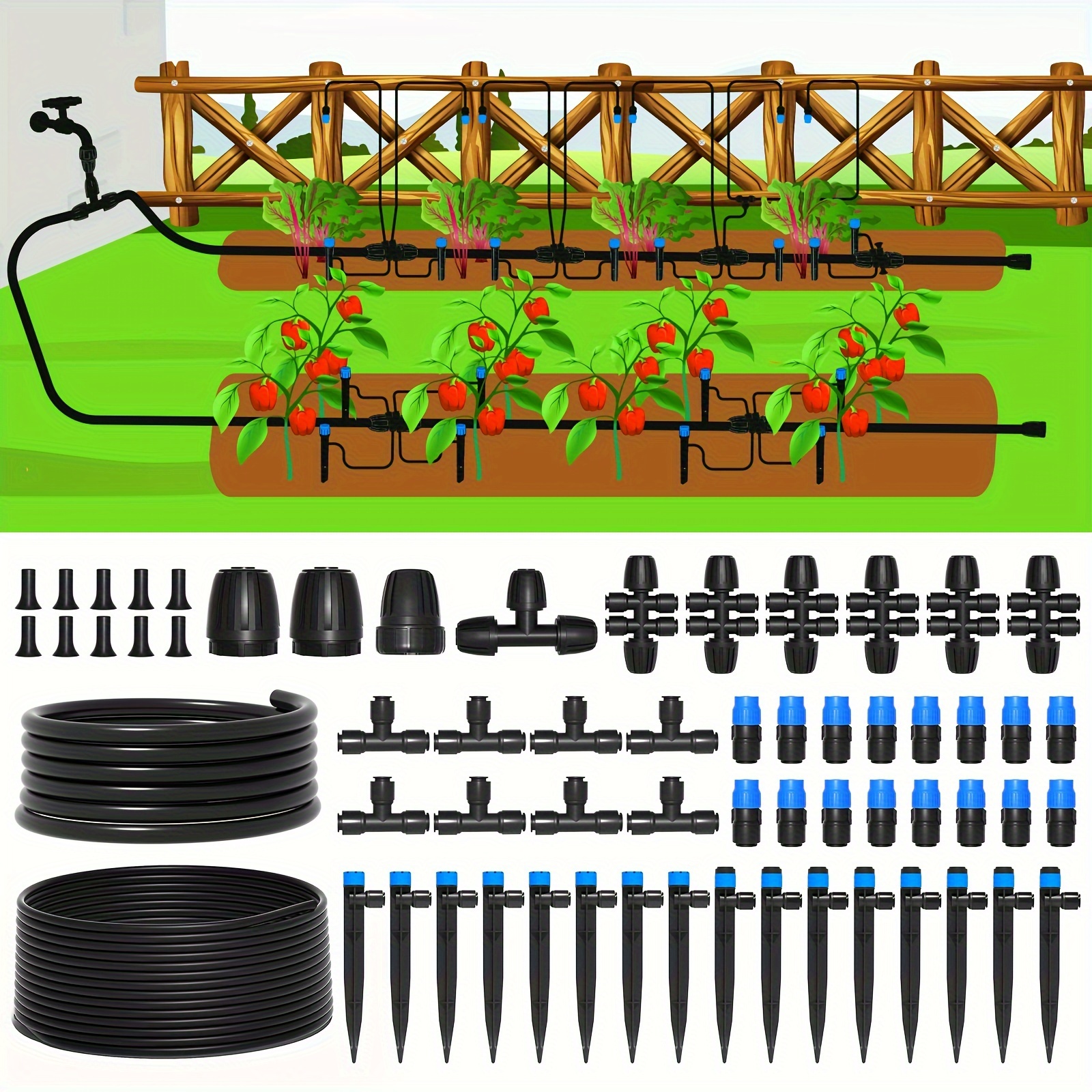 

73pcs, Drip Irrigation Kit, 230ft Garden Irrigation System Plants Watering System For Lawn Patio Raised Bed Automatic Irrigation Equipment With 1/4" Blank Distribution Tubing