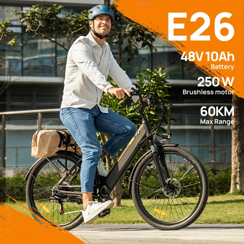Image of 26" Commuter Bike: 36v 13ah Battery For 60-80 Km Range, 250w Motor, Lightweight & Durable Frame. Perfect For Urban Travel And