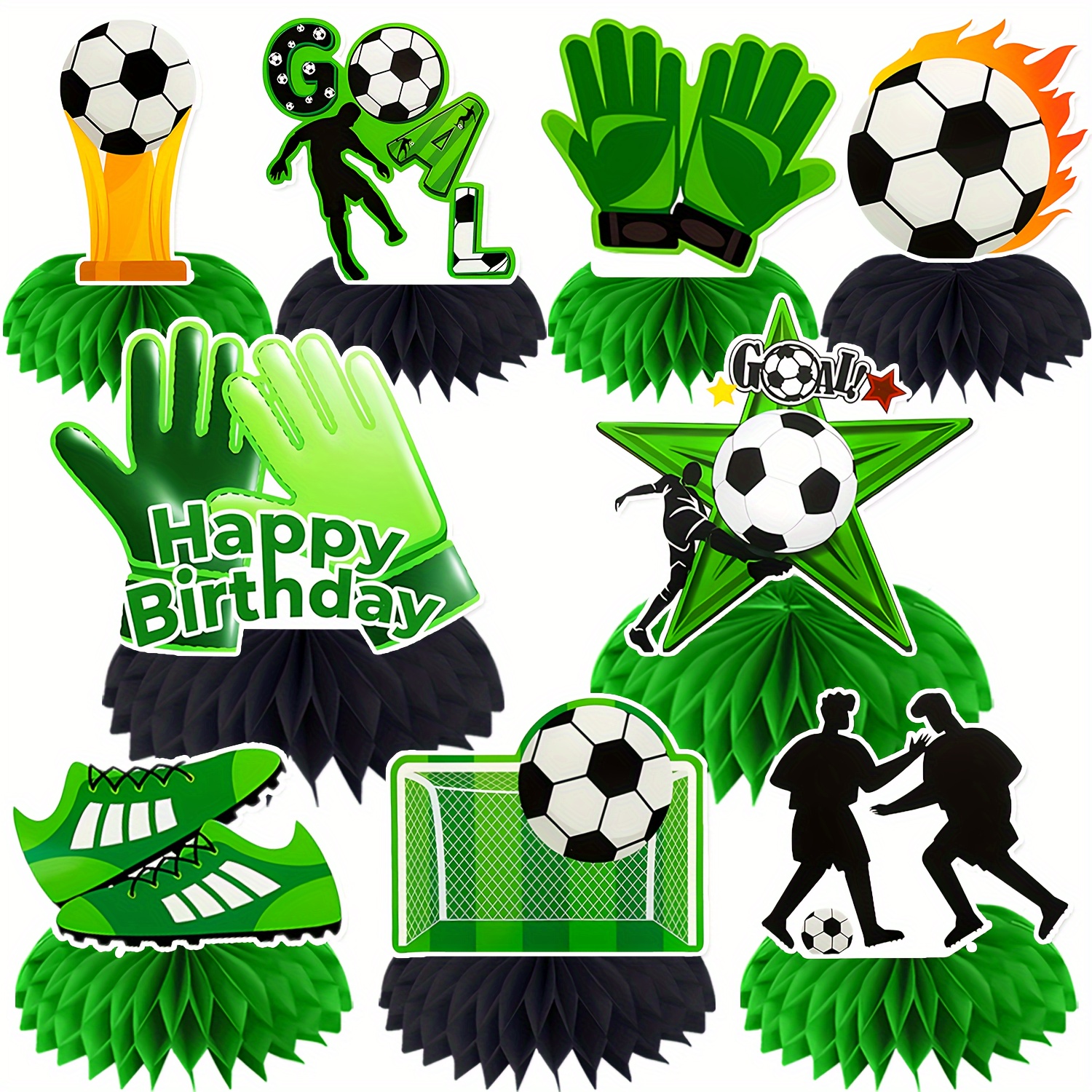 Image of 9pcs Football Birthday Themed Honeycomb Centerpieces Football Themed Decoration Centerpieces Themed Party Table Decorations Happy Birthday Decorations For Boys Girls Birthday Party Supplies