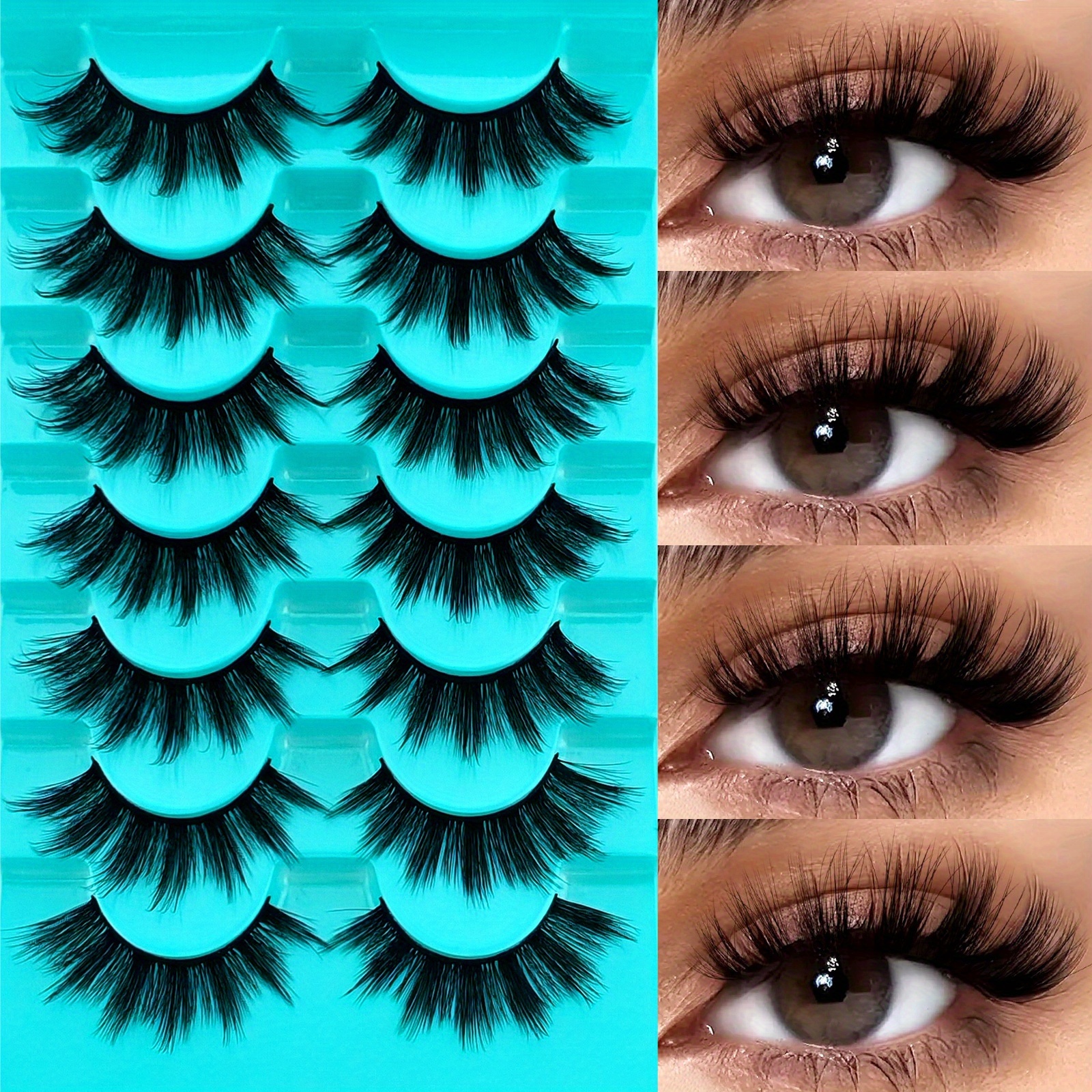 7-pair Set, Cluster, Fluffy, Natural, Cat Eye False Eyelashes, Fluffy, Natural, Curly, Comfortable And Versatile, Suitable For Occasions, Mink- Eye False Eyelashes