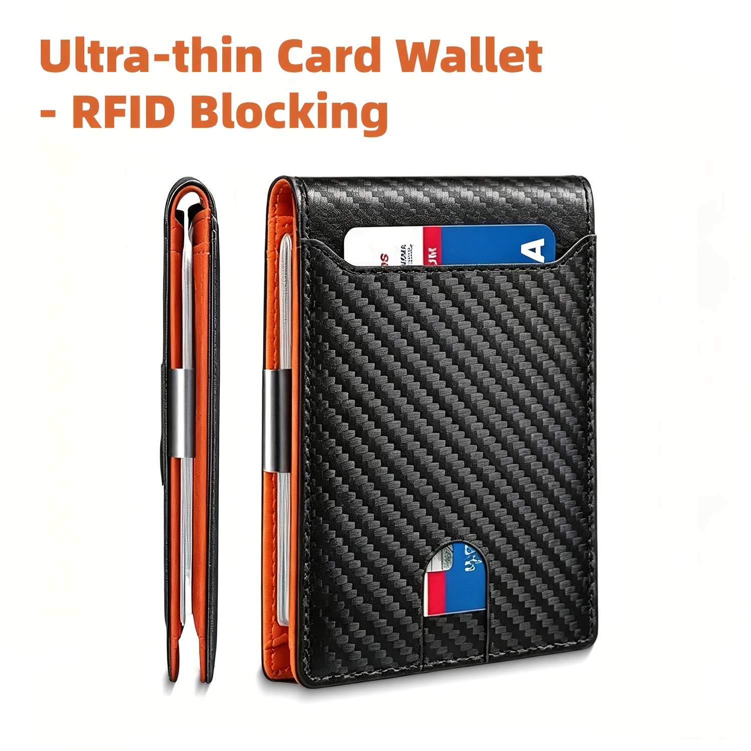 TEMU Ultra- Thin Carbon Fiber Card Holder For Men, A Front-pocket Wallet For Men. Multifunctional Card Holder With A Money Clip. A Compact Organizer