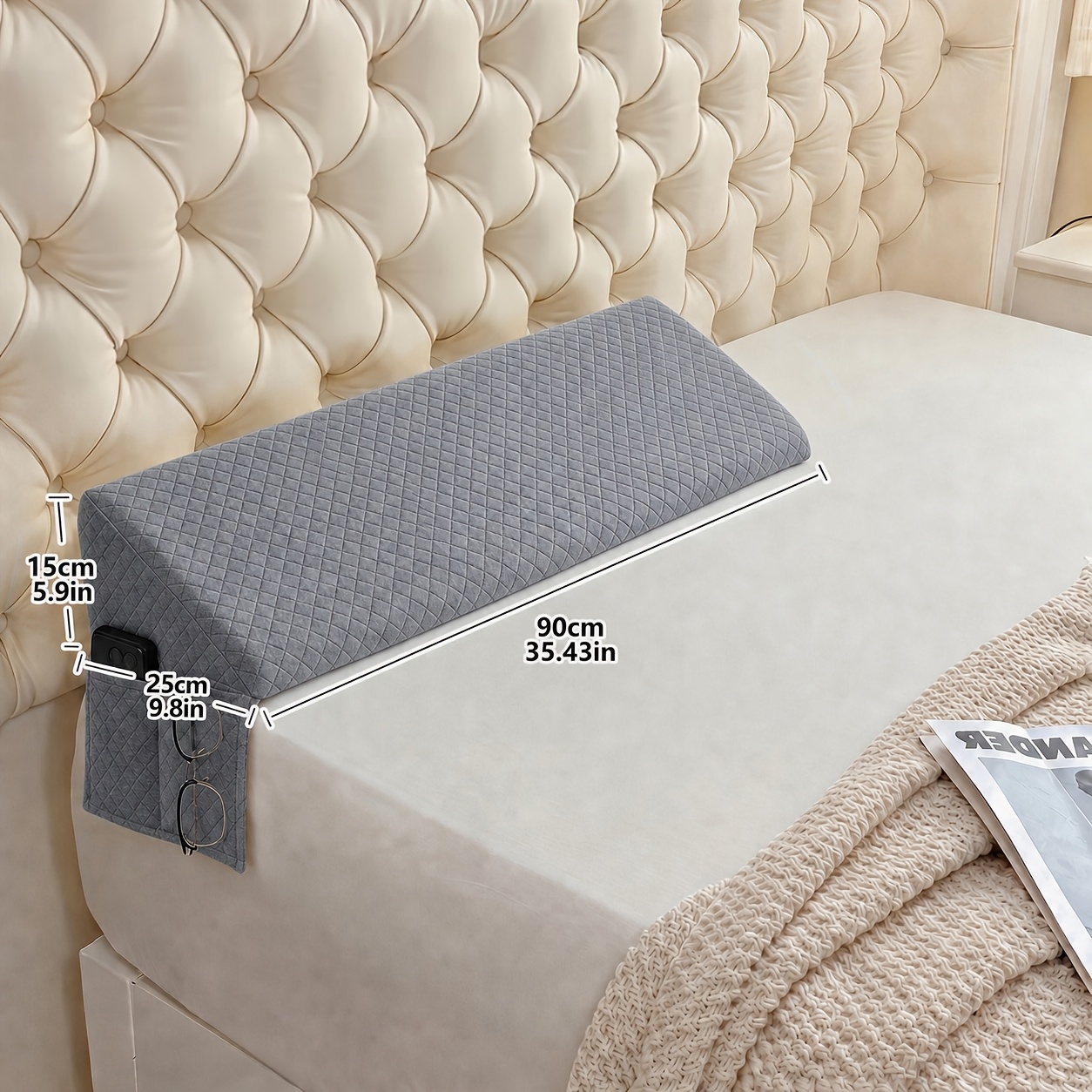 Image of 1pc Wedge Triangle Pillow, Back Support Cushion With Washable Cover, Reading Sleep Support Pillow For Bedroom Mattress Filler