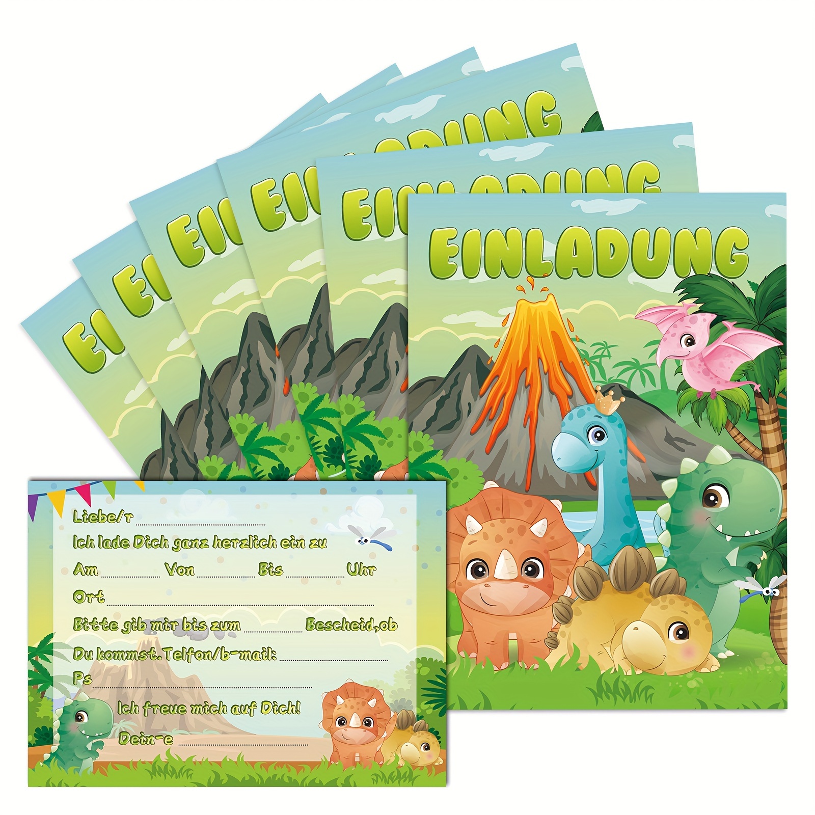 

Dinosaur Invitation Cards, 12 German Invitation Cards, Invitations Birthday Dinosaur Party Supplies, Party Supplies