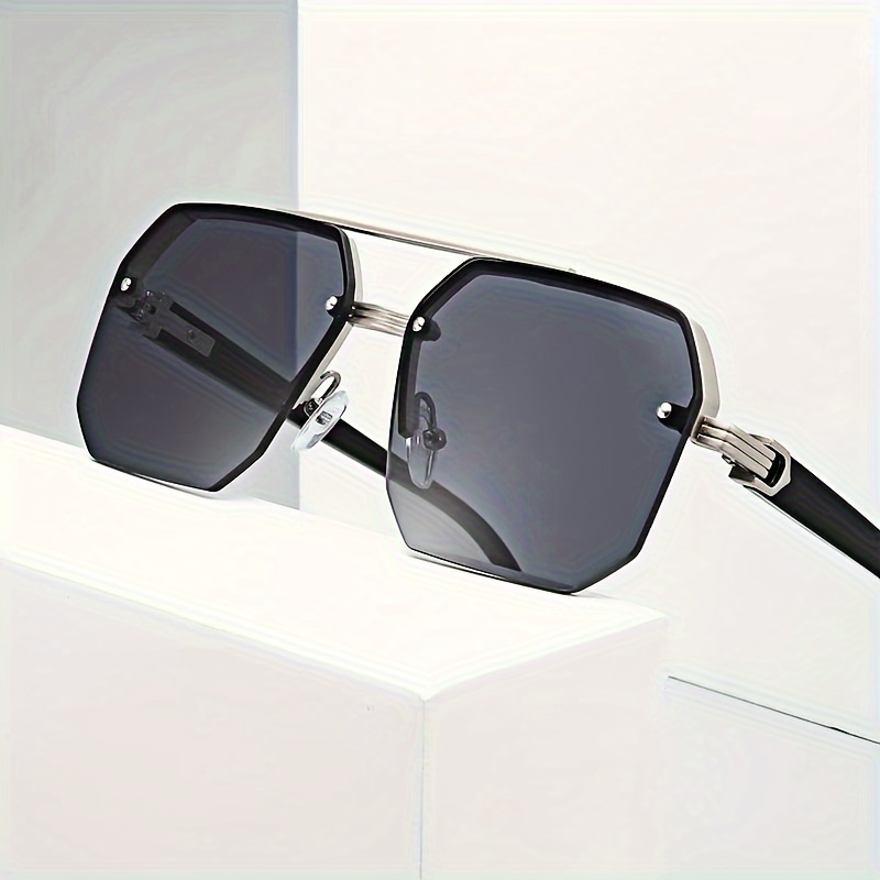 

1pc Trendy Y2k Style Half-frame Fashion Glasses For Men - Multi- Frame With Double , Anti-reflective Pc Lenses, Ideal For Golf, Hiking & , Metal & Construction