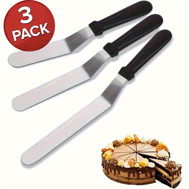 

3pcs Cake Spatula Set, Icing Spatula Set Stainless Steel Offset Cake Icing Spatula Set Cake Smoother Scraper Set Cake Spatula -6 Inch, 8 Inch, 10 Inch For Cake Decorating Supplies