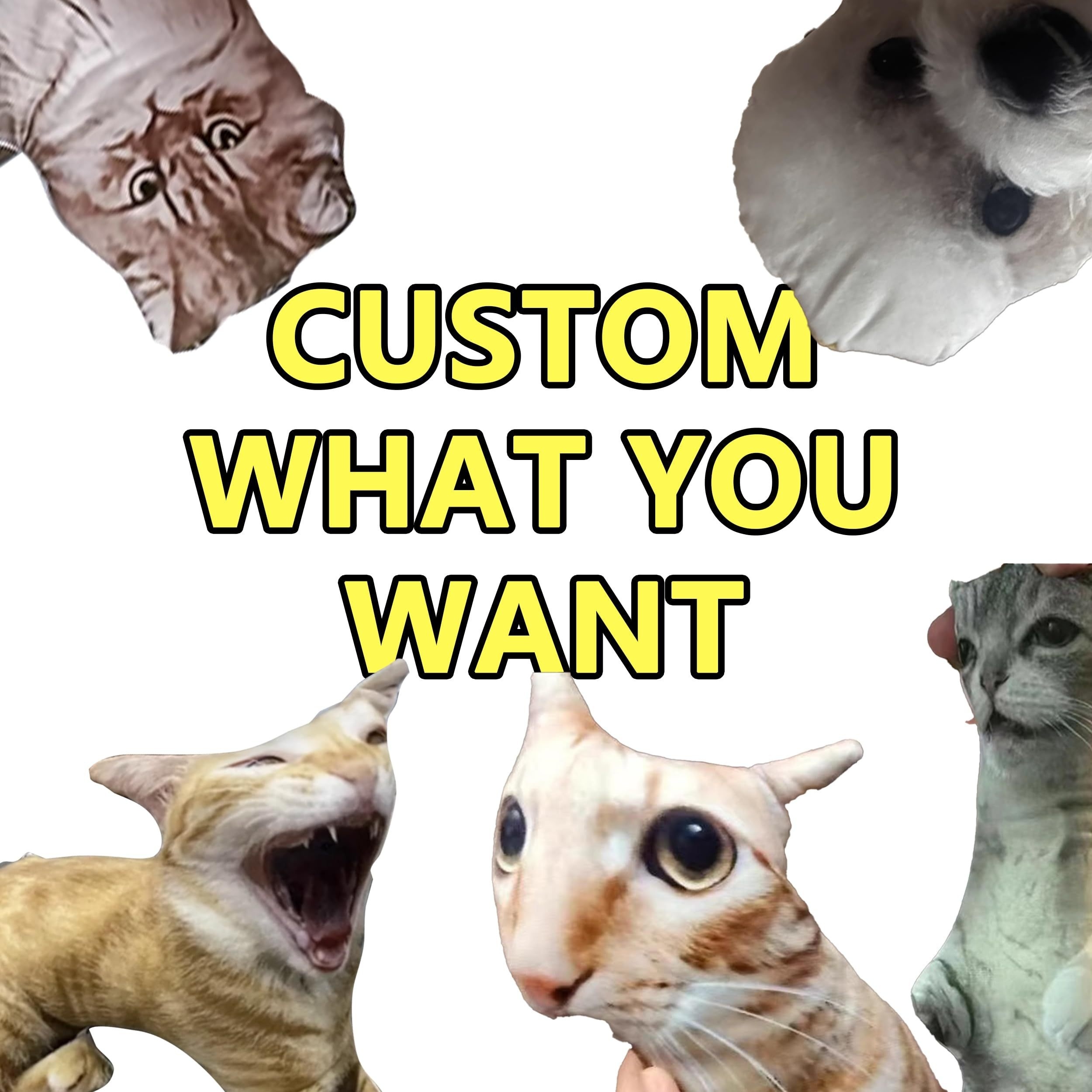 Custom Ugly Cute Pet Photo Pillow, Cat Exclusive Plush Toy, PP Material, Perfect for Halloween & Christmas, Surprise Gift for Your Feline Friend