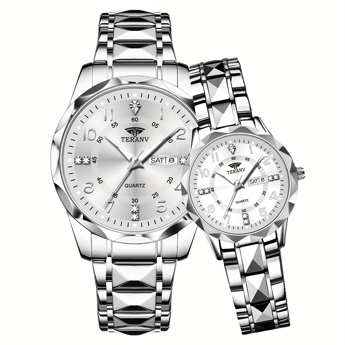 Fashionable Couple Watch with Rhinestone Design