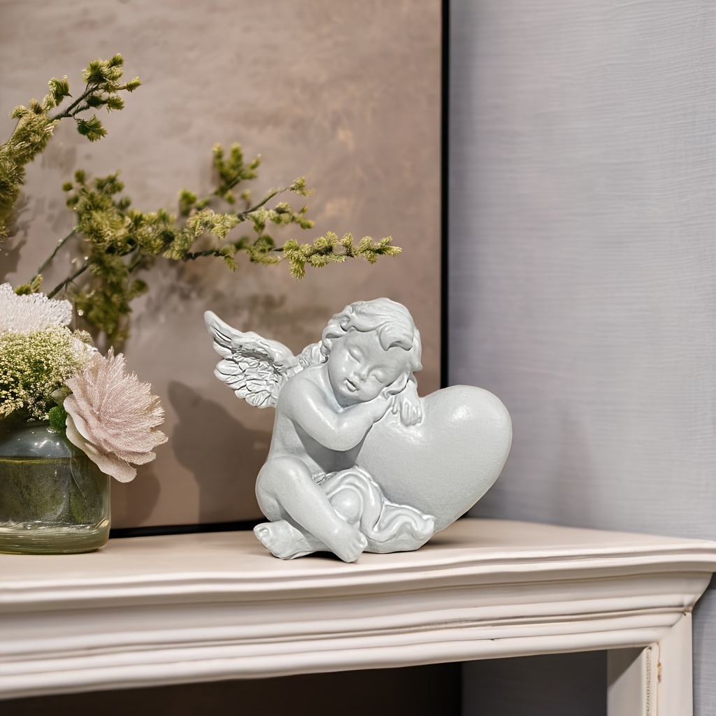 1pc Mini Heart Statue (2 Inches), Suitable For Home Decor And Car Dashboard Ornament, Cute Sleeping Small Figurine, Valentine's Day Christmas Holiday Gift