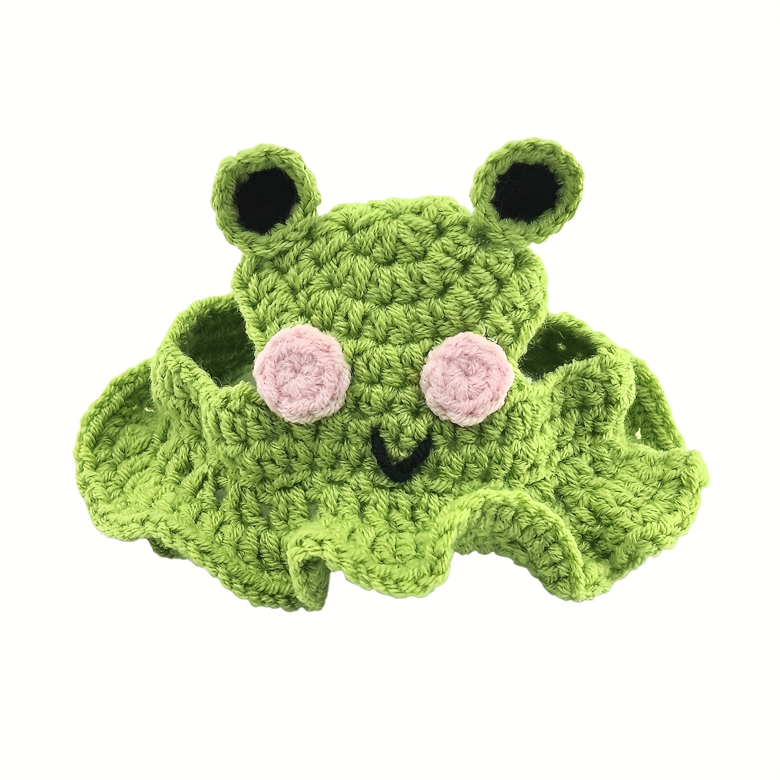 E-shop 1er-Set, Neue Haustier-Kapuze, handgestrickte Mütze in Form kleinen Frosches, Haustier-Kopfbedeckung. Geeignet für kleine bis mittelgroße Hunde