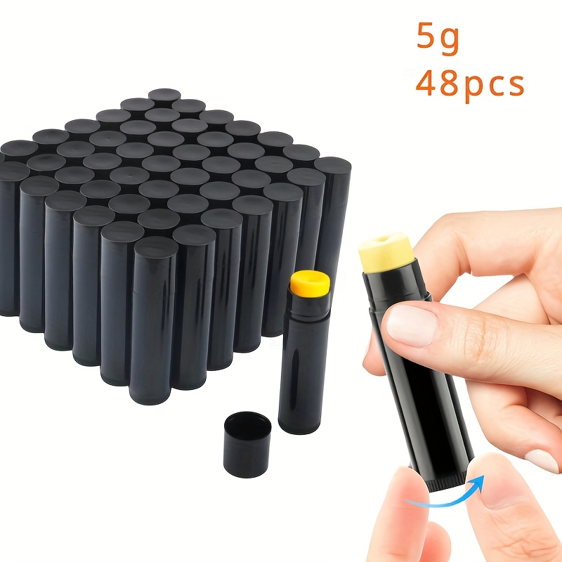 E-shop 12/ Stk. Leere Schwarze Kunststoff-Lippenbalsam-Röhren, 5g Drehbare Behälter für Selbstgemachte Lippenstifte, Schutzlippen und Festes Parfüm,