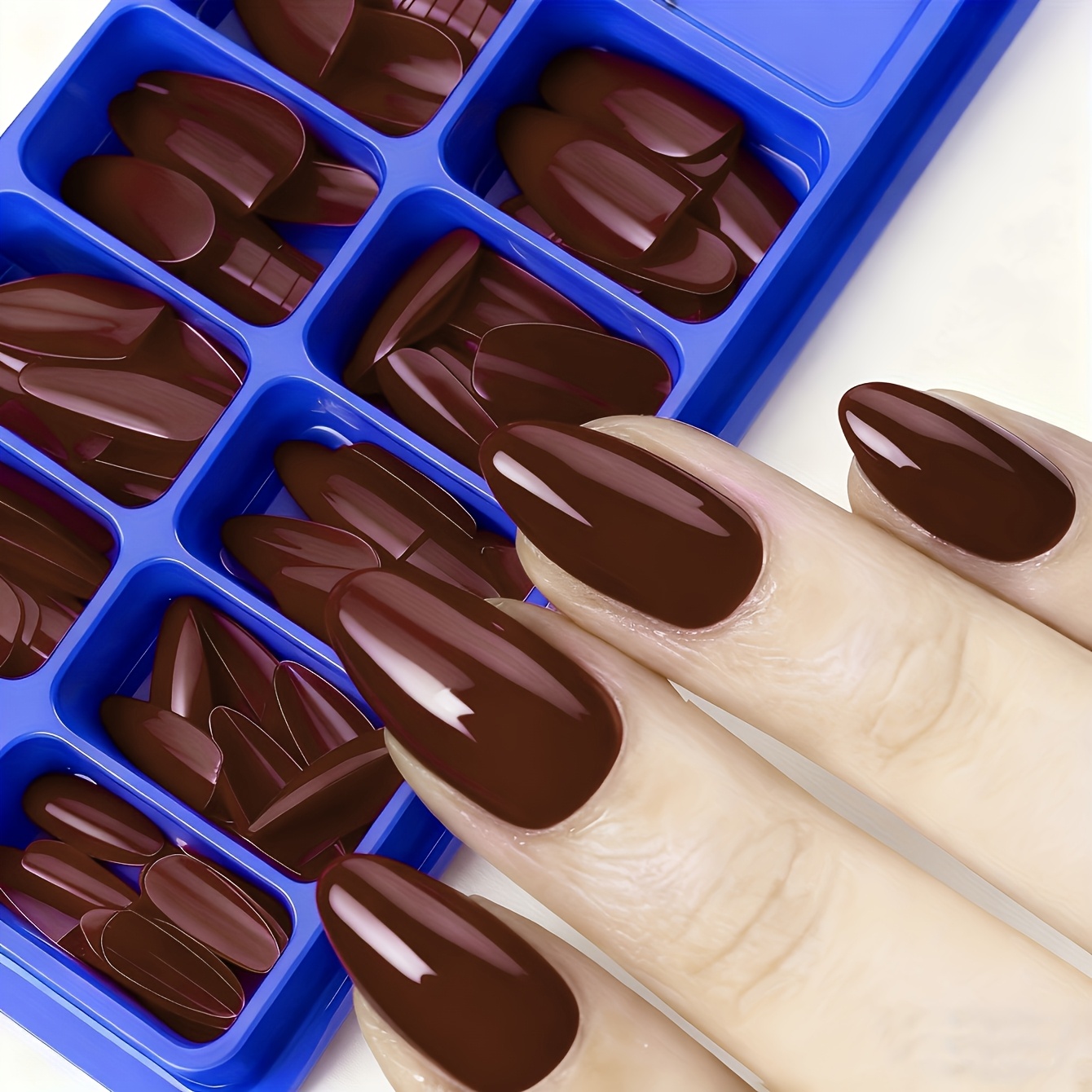 144pcs Almond Press-on Nails - Medium Length Solid Color Fake Nail Tips For Easy Manicure Nail Additions Black Nails