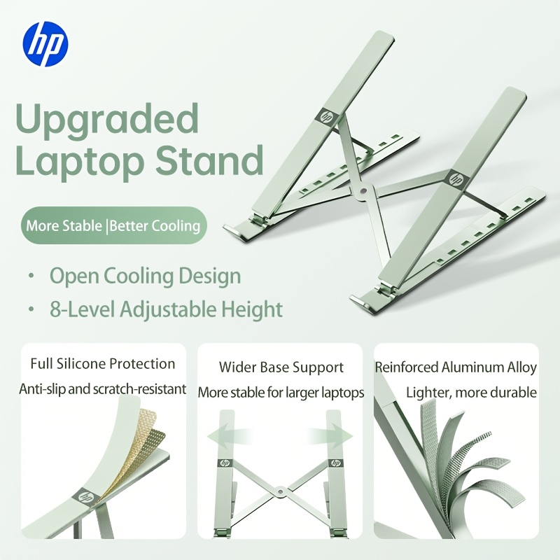TEMU Ergonomic Laptop Stand For Desk With 8-level Height Adjustment, Foldable Laptop Riser Elevates Screen To To Reduce , Open Cooling Structure,