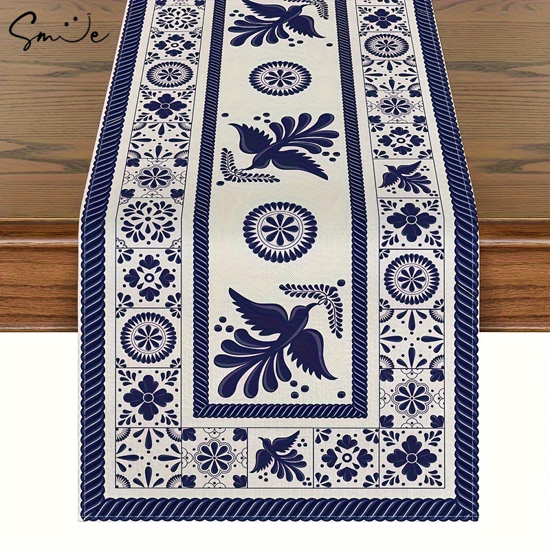 

1pc Sm:)e Dia De Los Mexican Table , Patchwork Dining Table Decoration For Decor 13x72in