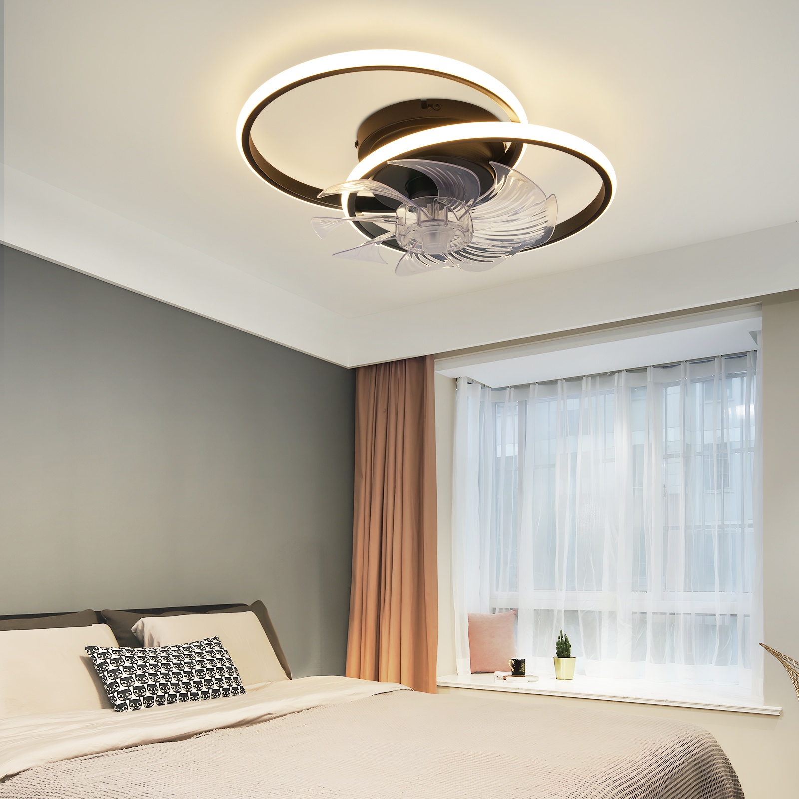 Ventilatore Da Soffitto Con Luce E Telecomando - 77 Cm, 6 Velocità, 30dB Silenzioso - Bianco Per Casa - Foto 7