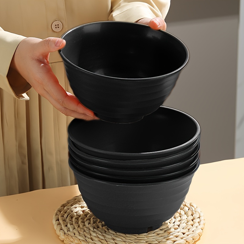 

1/2/3pcs, Black Bowl Plastic Deepening Large Bowl, Salad Bowl, Food Bowl, Grain Bowl, Soup Bowl, Oat Bowl, Grain Bowl, Rice Bowl, Suitable For Family And Restaurant