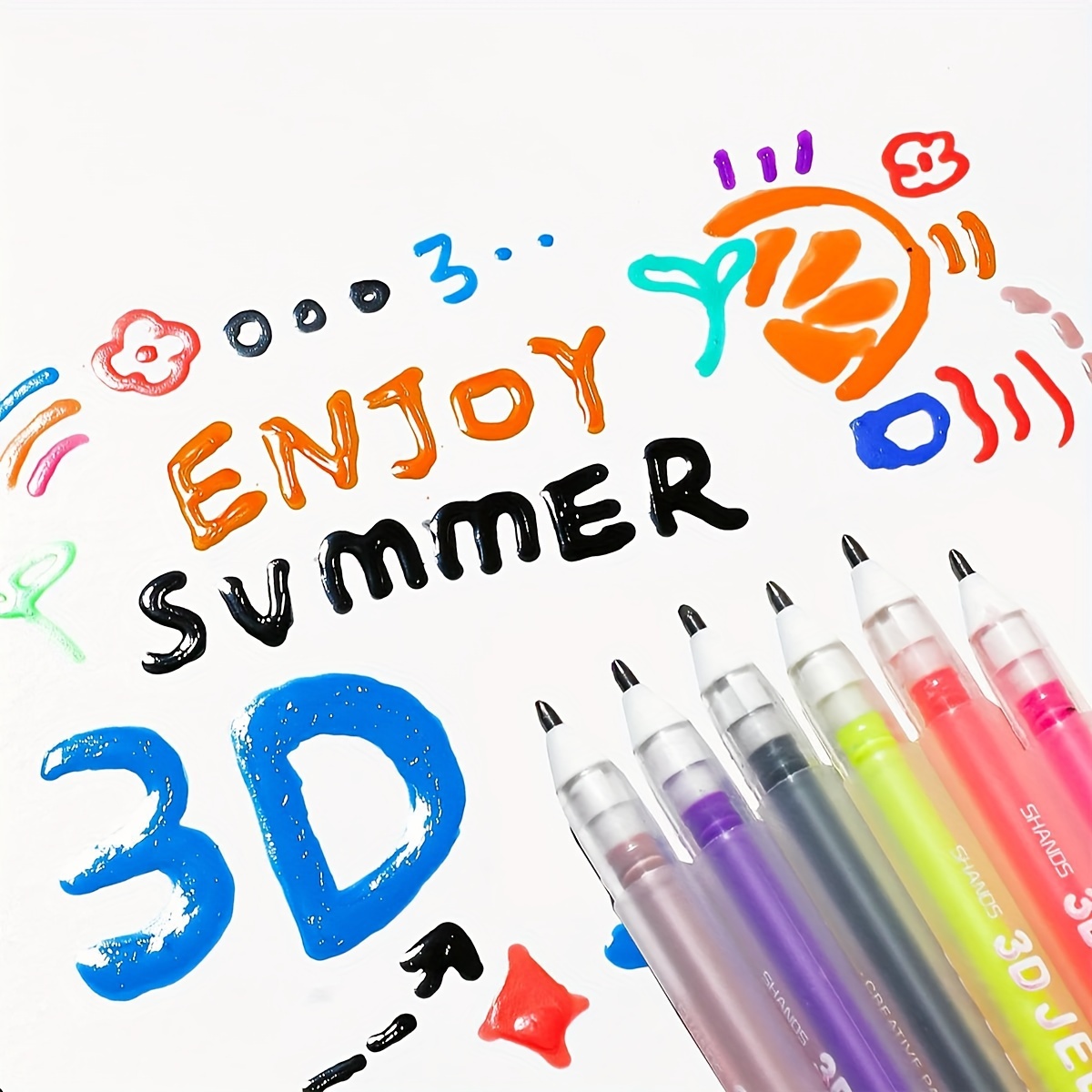 

12pcs 3d Jelly Pens For Graffiti And Journaling - Supplies