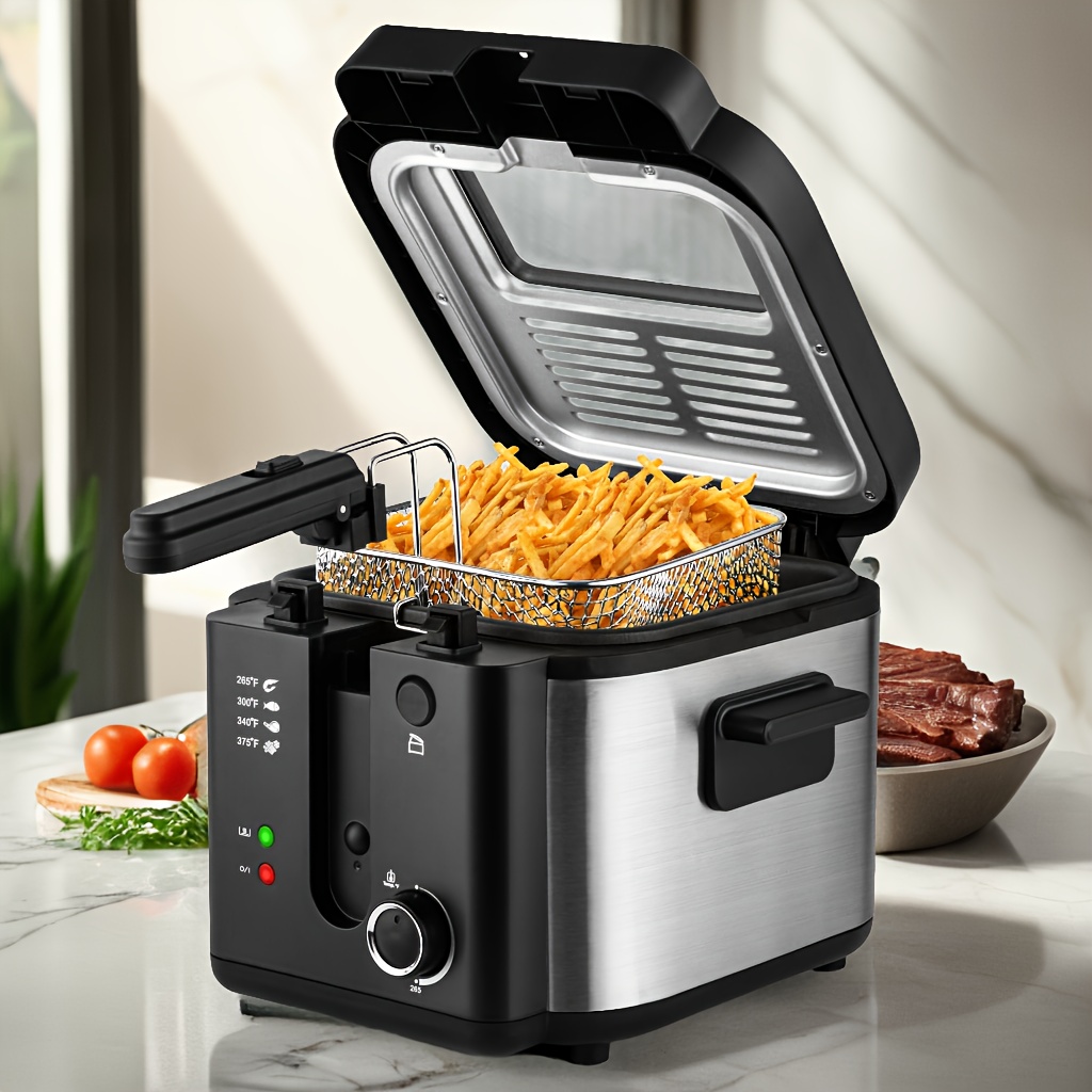 

Susteas Deep Fryer With Basket: 1500w Home Electric Model, Temperature Adjustable, Removable Lid, & 2.5l Interior Pot For Simple Cleaning