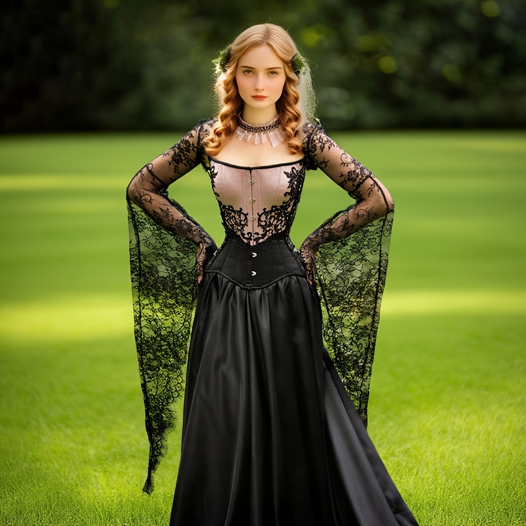 green emerald velvet dress Amazon.com: KatchOn Gothic Witch Costume - Adult Black Witch Dress with  Collar Choker and Skull