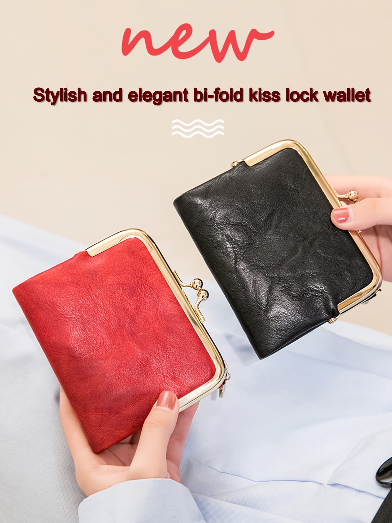 더블폴드 빈티지 숏 지갑 지퍼와 키스락이 있는 여성용 코인 퍼스 솔리드 컬러 멀티펑셔널 접이식 지갑 카드홀더 - Temu  Republic of Korea