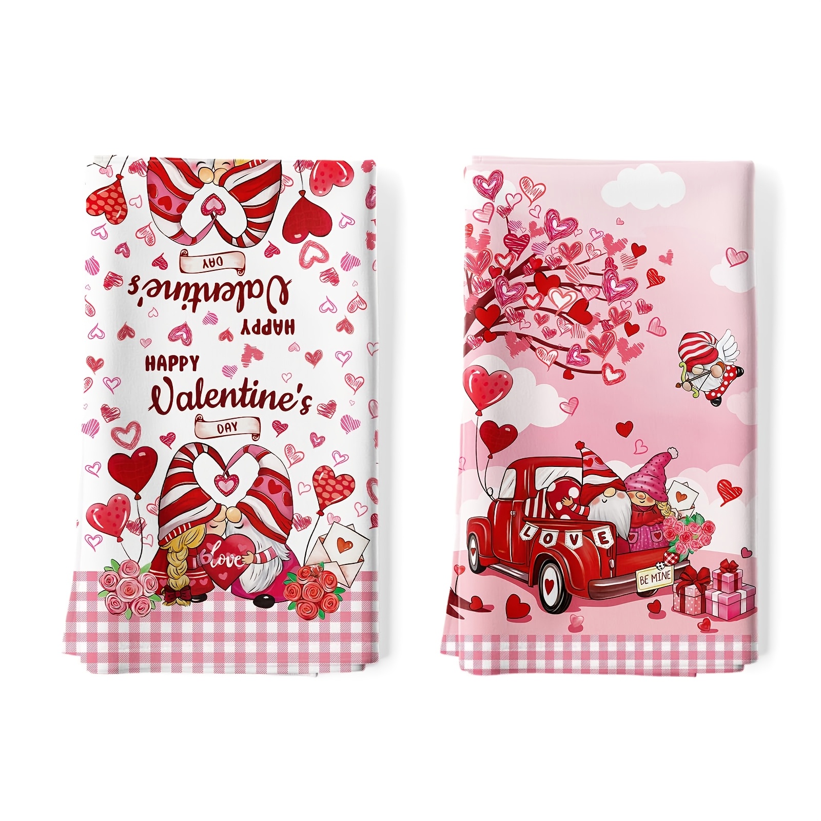 

2pcs Valentine's Day Kitchen Towels - , Quick-dry Dish Cloth With Pink & Design - Table Decor & Housewarming Gifts, Tea Towels, Multipurpose