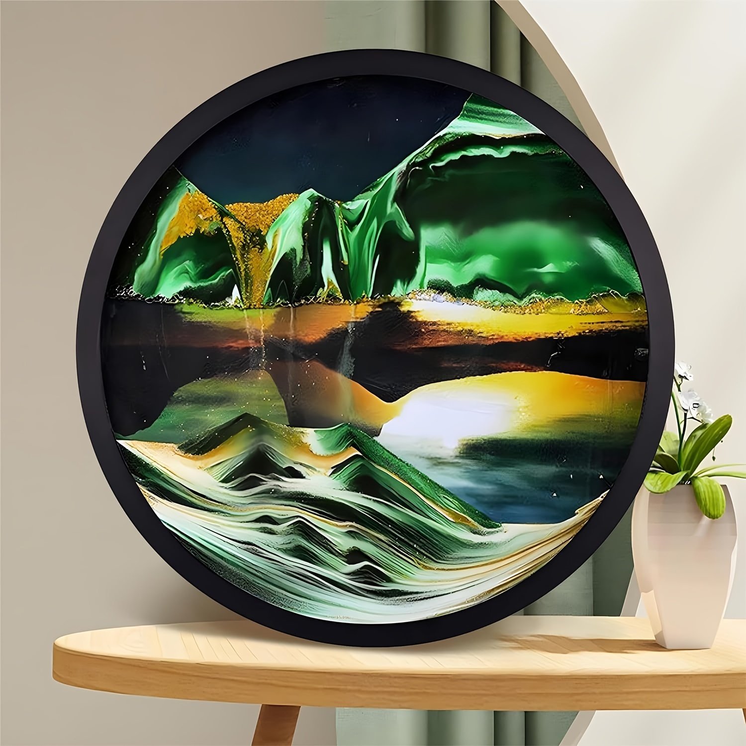 23 6 sand art   3d sand painting creative moving sand art living room decoration 360 rotate glass crafts solid wood frame relaxing mood home office work decor