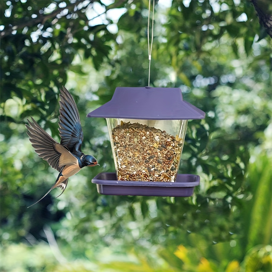 

1 Outdoor Hanging Bird Feeder, Garden Outdoor Semi-automatic Feeder, Courtyard Rainproof Feeding Trough Hanging Tree Feeder