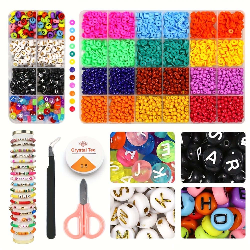 72 Colors Colorful Polymer Clay Beads Letter Beads For Bracelet