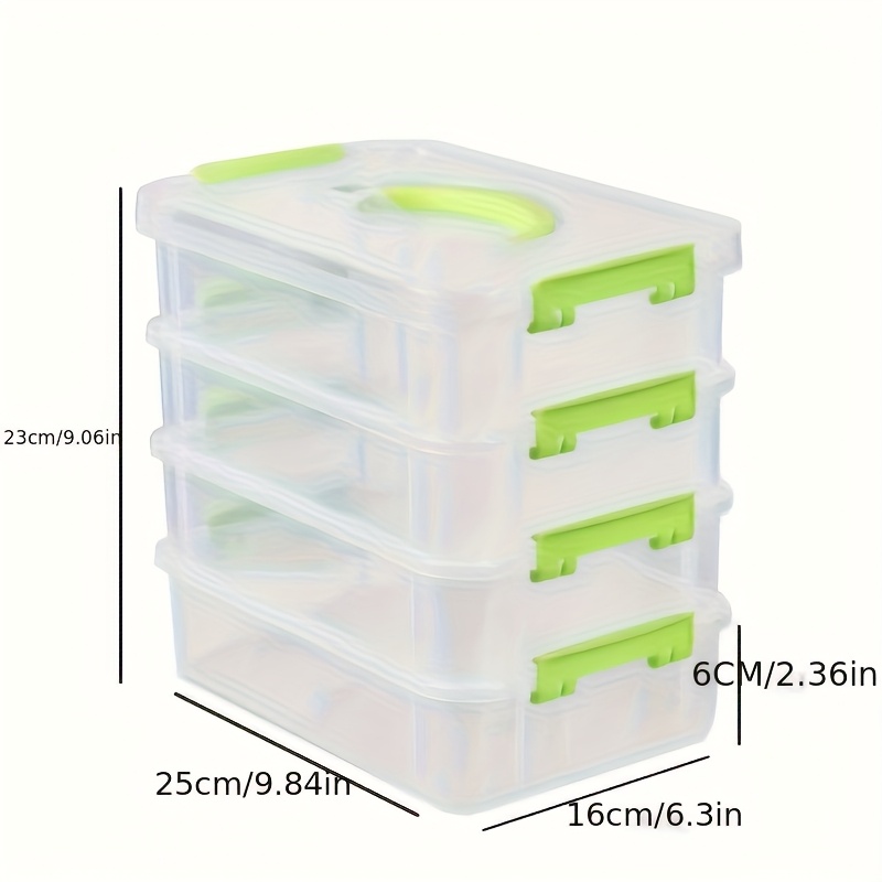 4 tier transparent storage box set stackable organizer with green handles ideal for jewelry hair accessories more accessory organization sleek storage box plastic construction jewelry organizer Product details 7