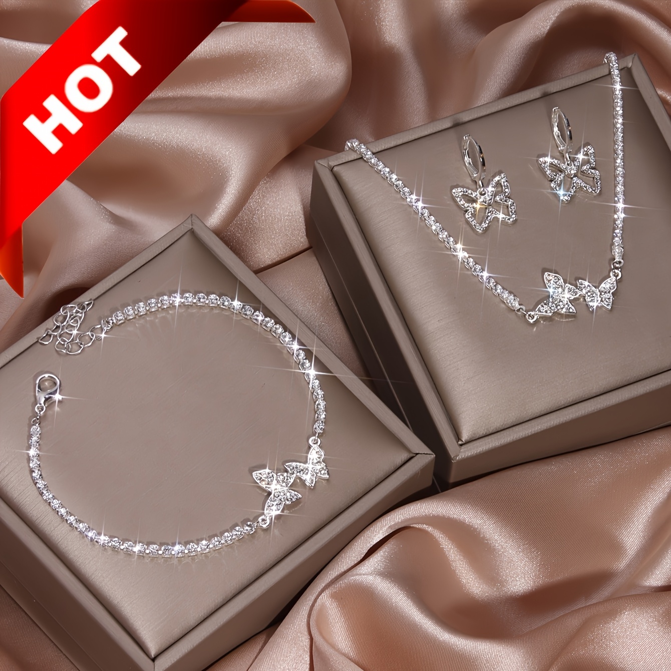 TEMU 4pcs Fashionable Jewelry Set For Women, Including Earrings, Necklace, Bracelet, And Pendant, Parties And Weddings.