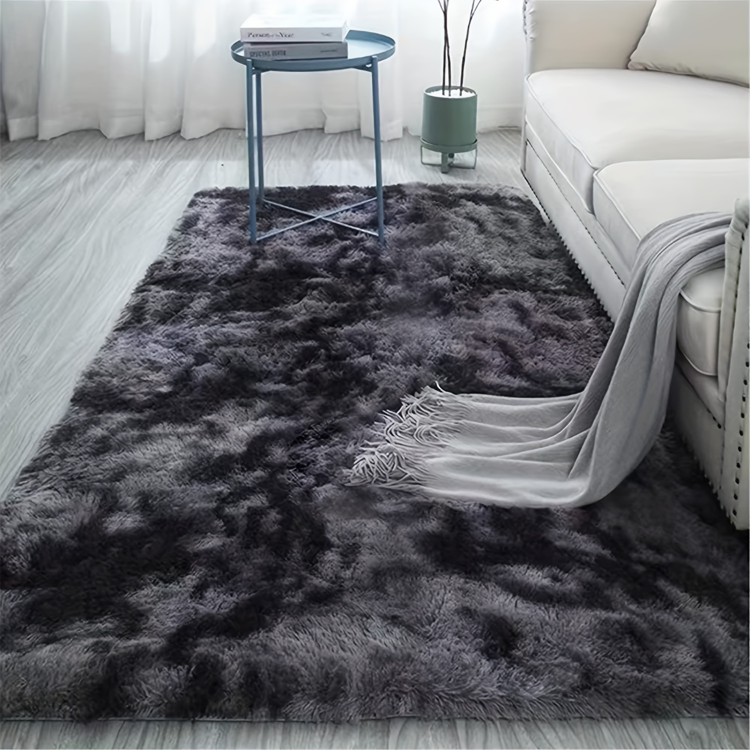 1pc     tie dye soft plush area rug fluffy polyester shaggy carpet for bedroom living room festive   rectangular   only details 0